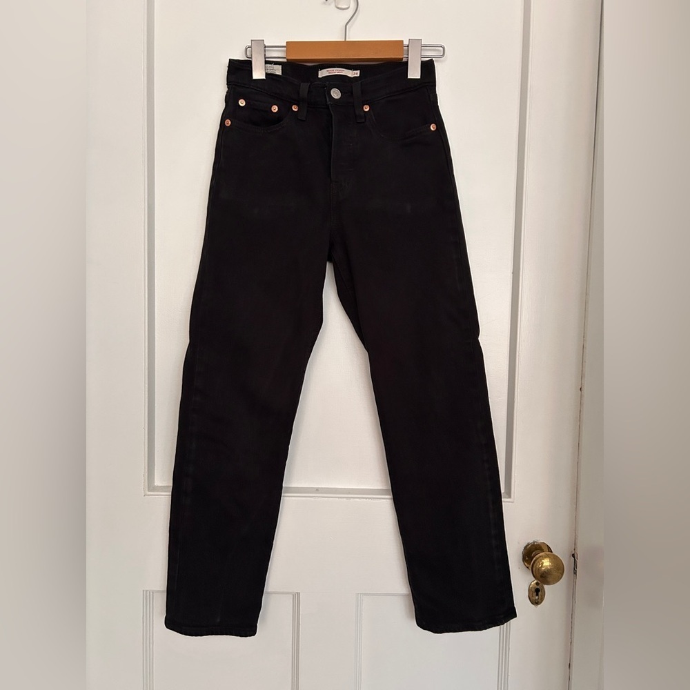 Women’s Levi’s Wedgie Straight Black Jeans Size 24 - Picture 10 of 10